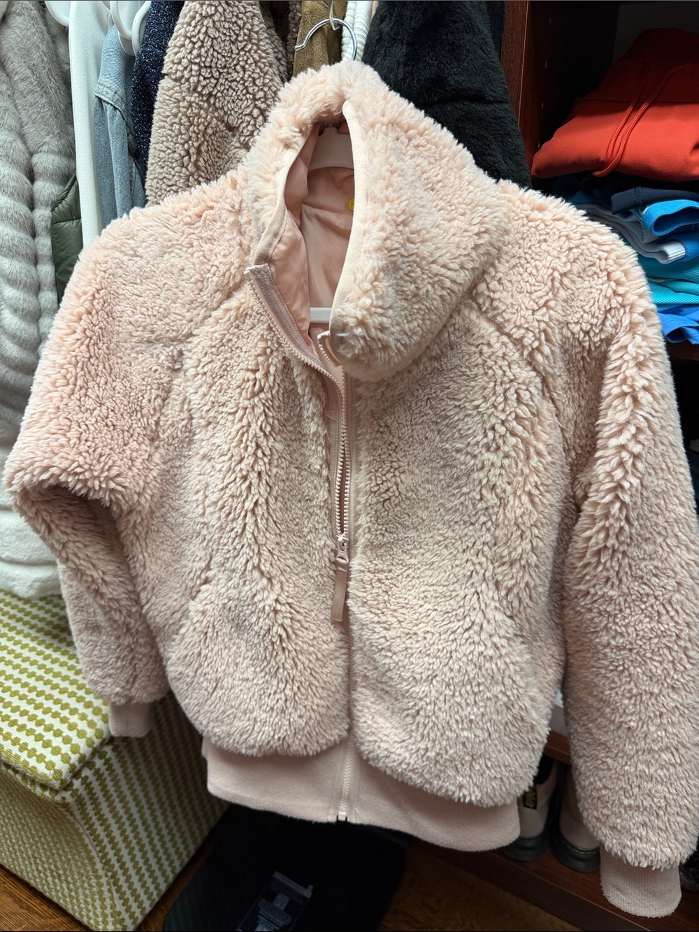 Women’s Plush Sherpa Zip Jacket - Blush Pink XS